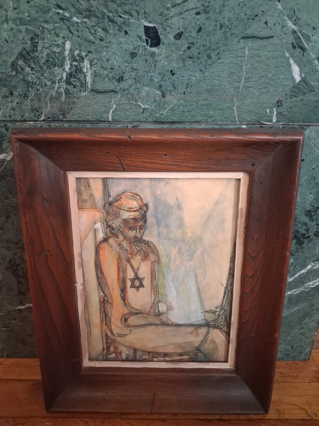 Framed Art Print with Star of David Pendant