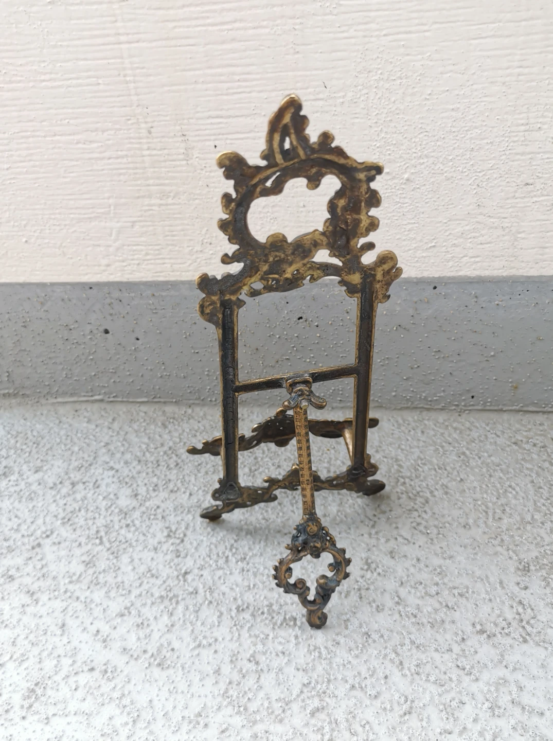 Vintage Ornate Brass Tabletop Easel Rococo Display Stand - photo 5