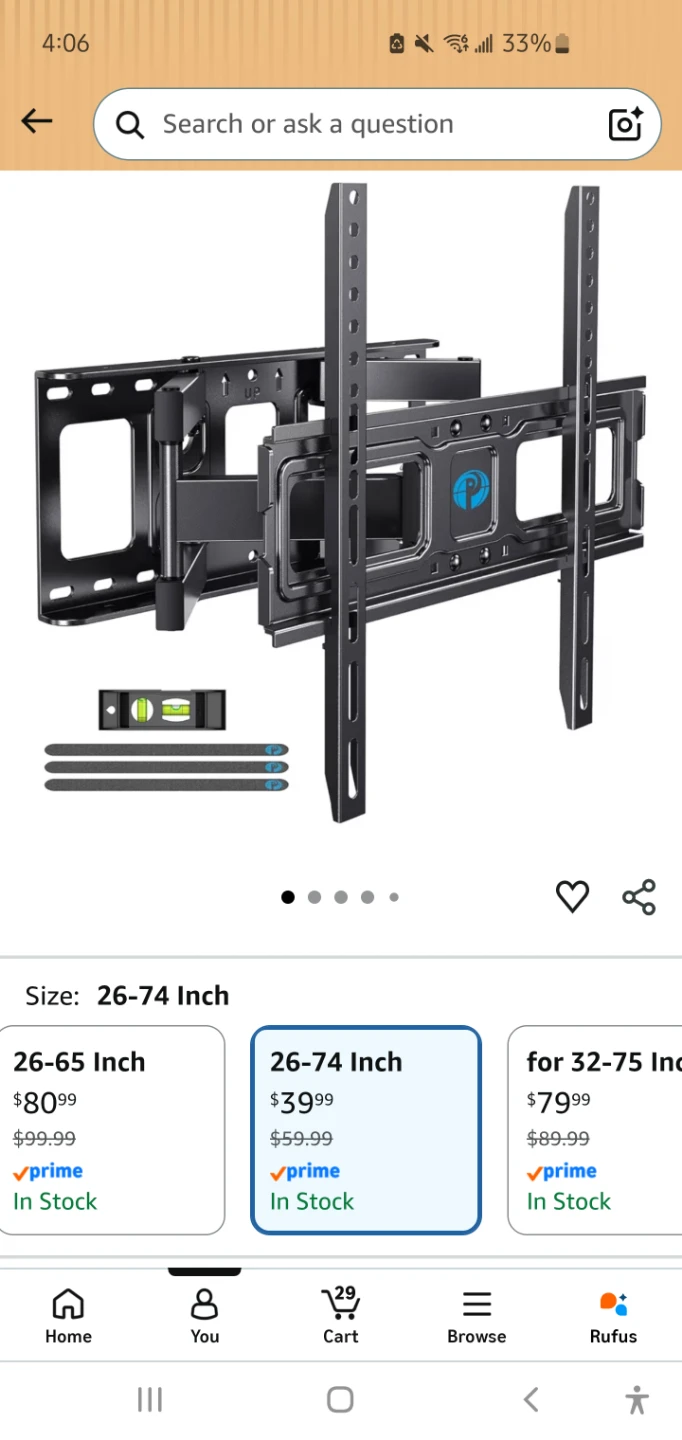 Full-Motion TV Wall Mount 26-74 Inch