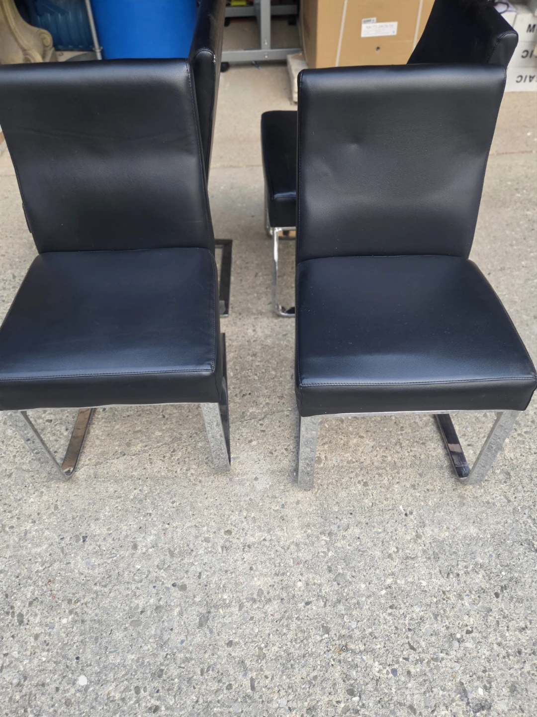 Set of 4 Black Faux Leather Dining Chrome Legs - photo 2