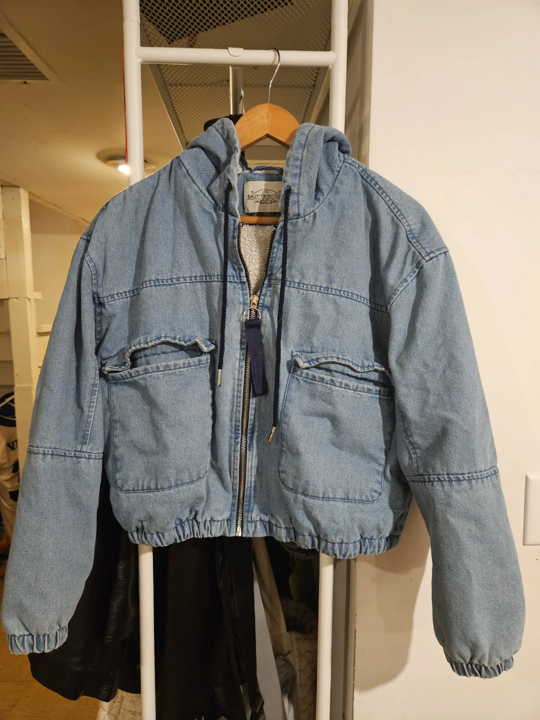 Ashley Vintage Charm Denim Sherpa Lined Hooded Jacket XL