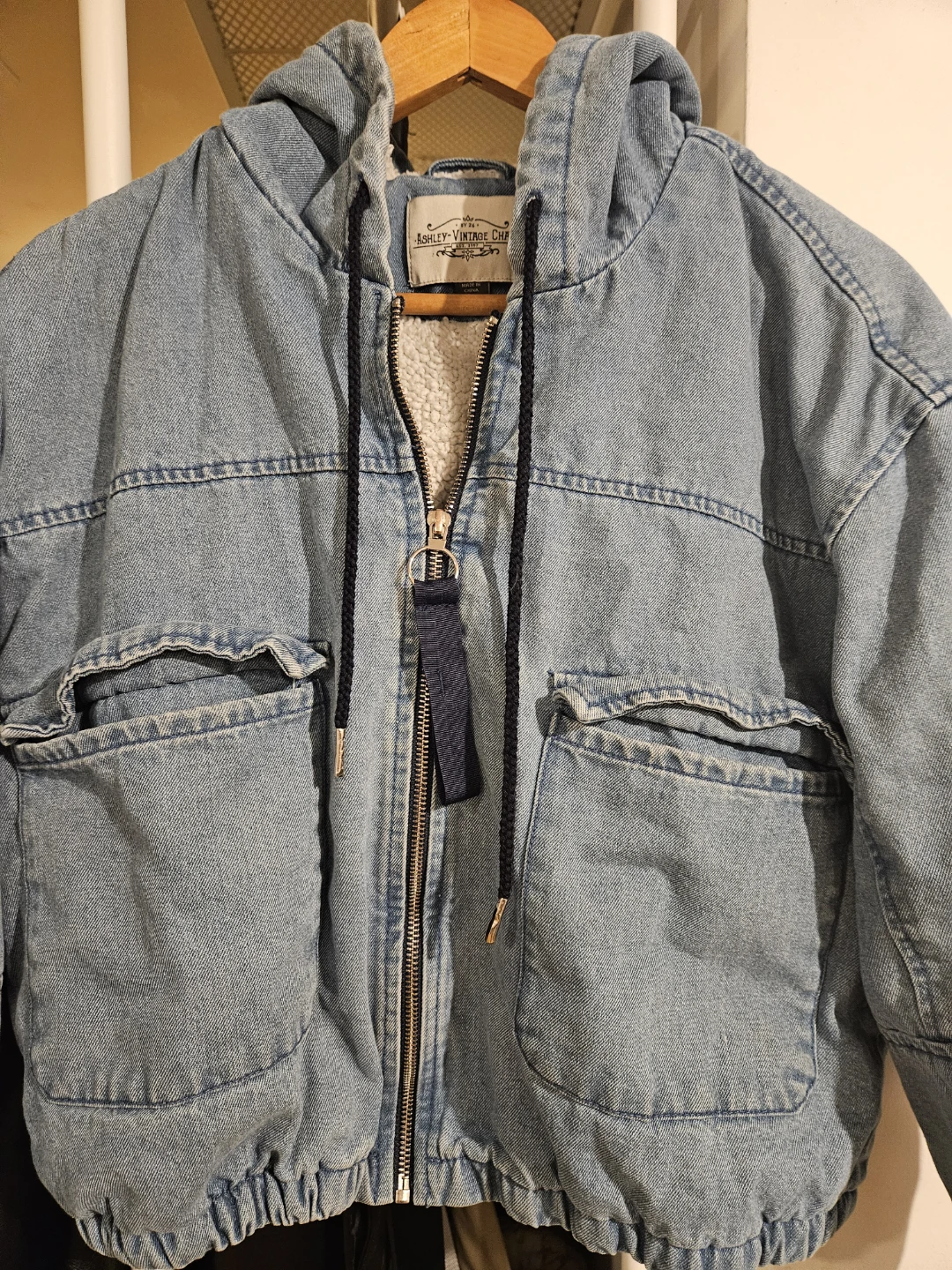 Ashley Vintage Charm Denim Sherpa Lined Hooded Jacket XL - photo 2