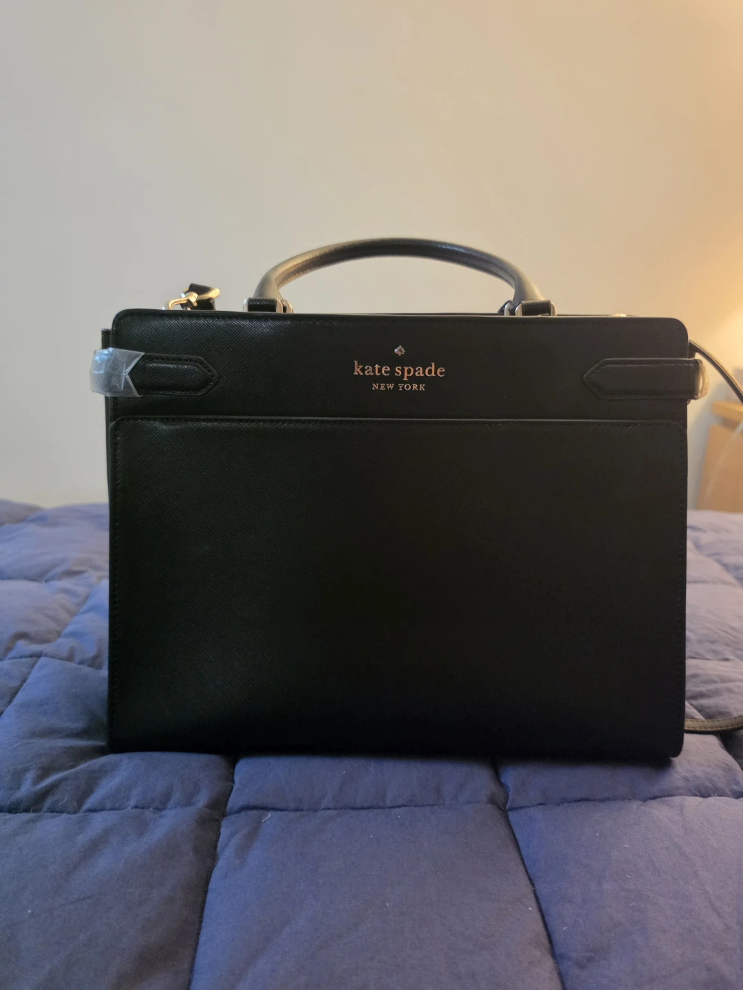 Kate Spade Staci Medium Satchel Black Saffiano Leather Purse