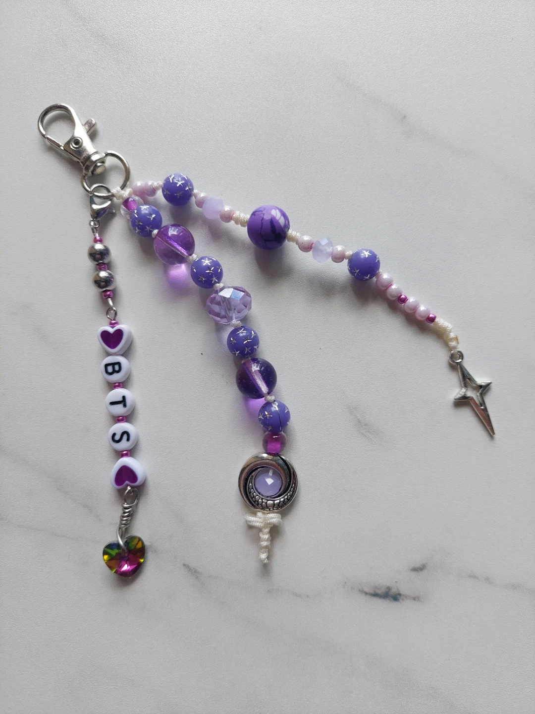 Purple Beaded BTS Purse charm/Keychain