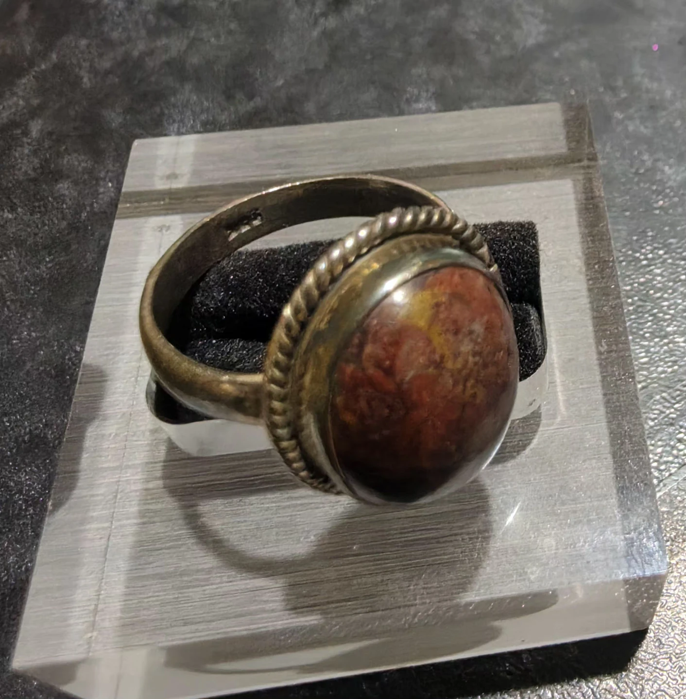 Vintage Look Brown Silver Ring - photo 2
