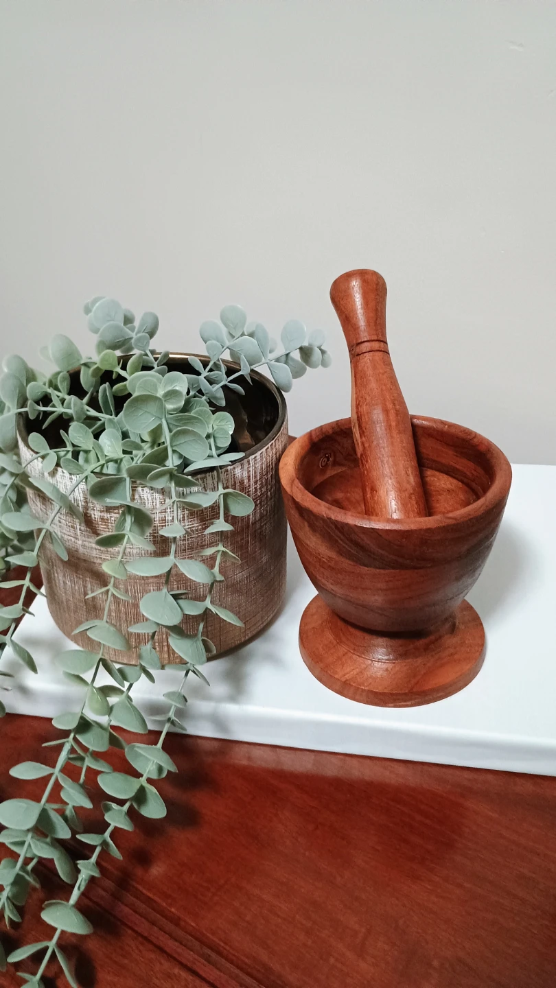 Rustic Wooden Mortar and Pestle Set