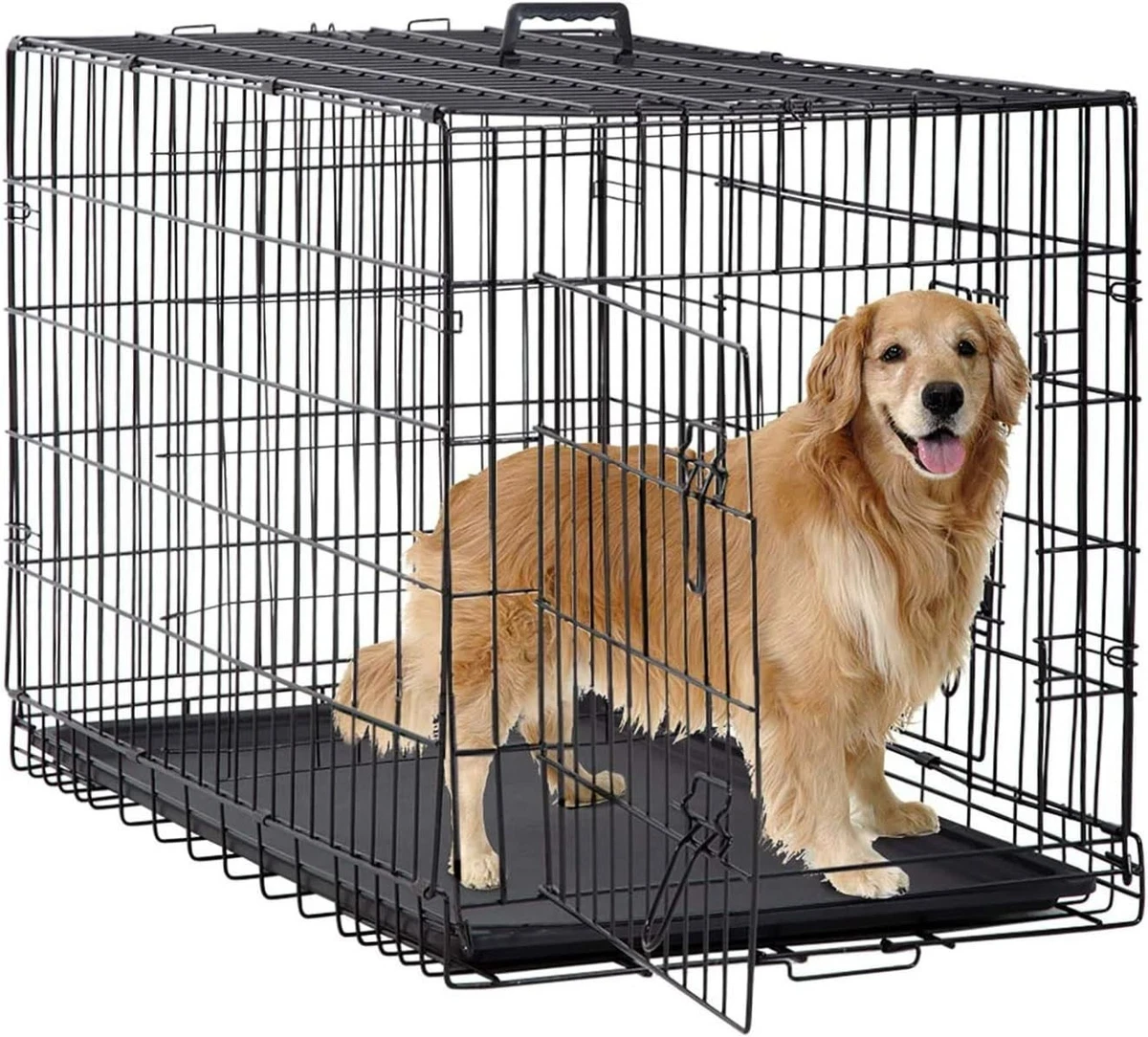 Black Wire Dog Crate with Tray