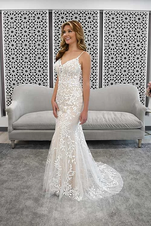Stella York organic lace fit-and-flare wedding dress