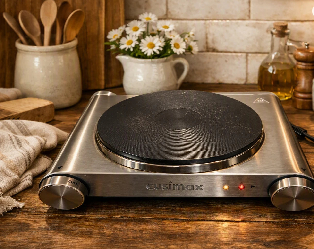 Cusimax Stainless Steel Electric Single Burner Hot Plate