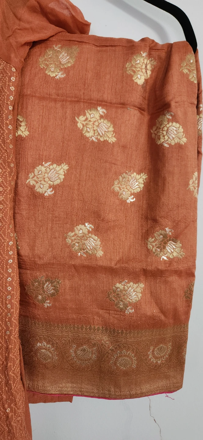 Orange Embellished Kurti with Dupatta - photo 3