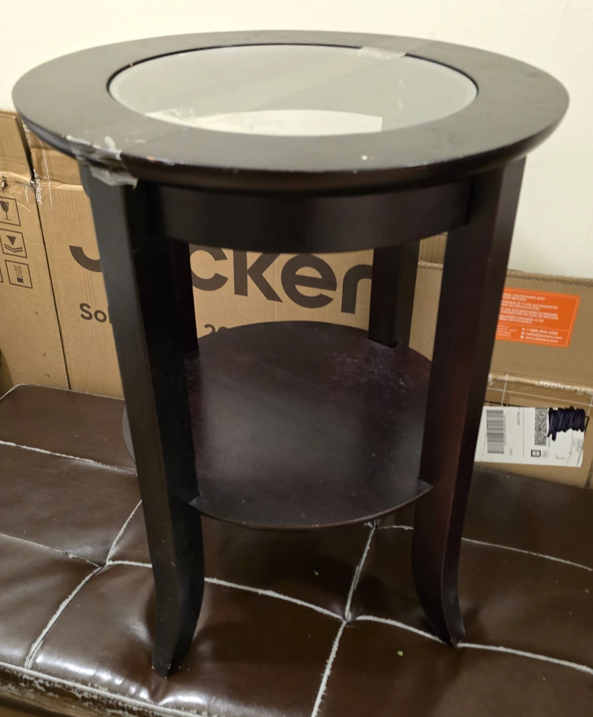 Round End Table with Glass Top - photo 3