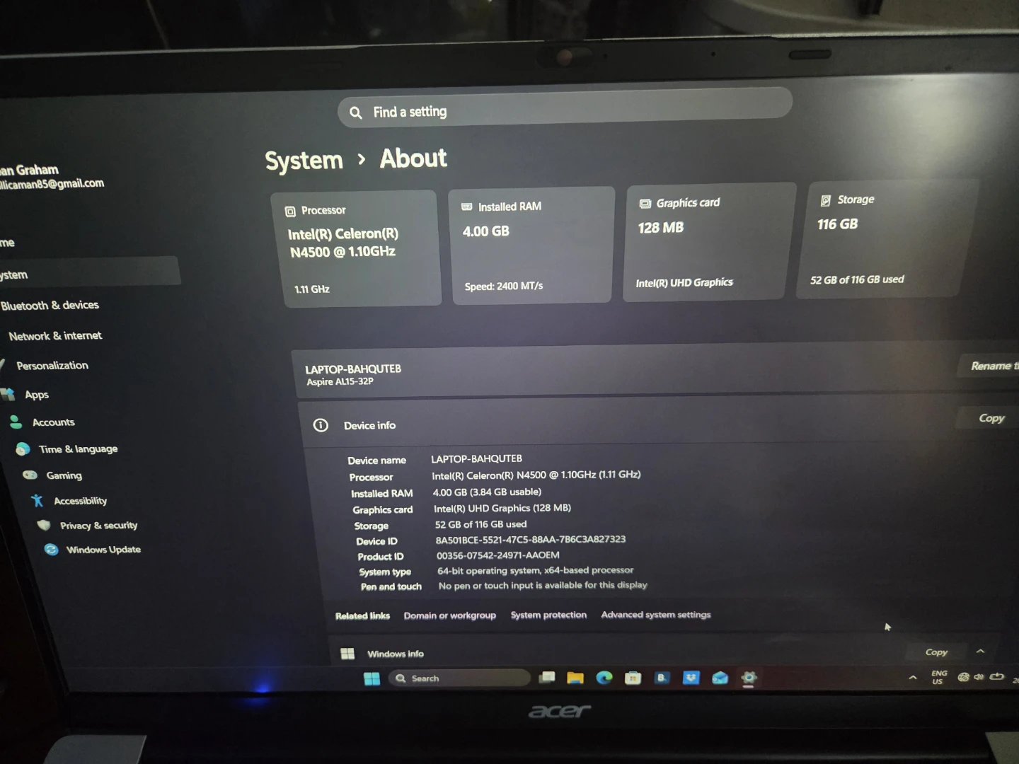 Acer Aspire Laptop - photo 3