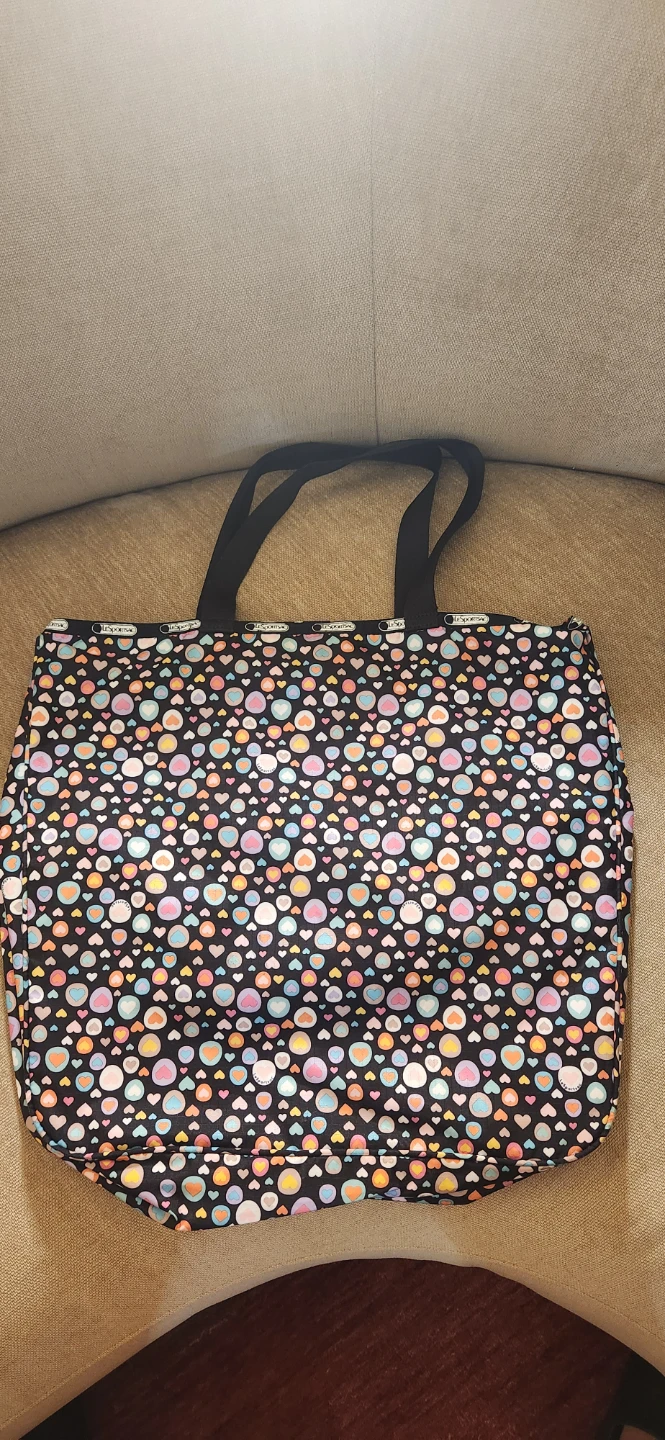 LeSportsac Tote Bag - Colorful Circles & Hearts Pattern