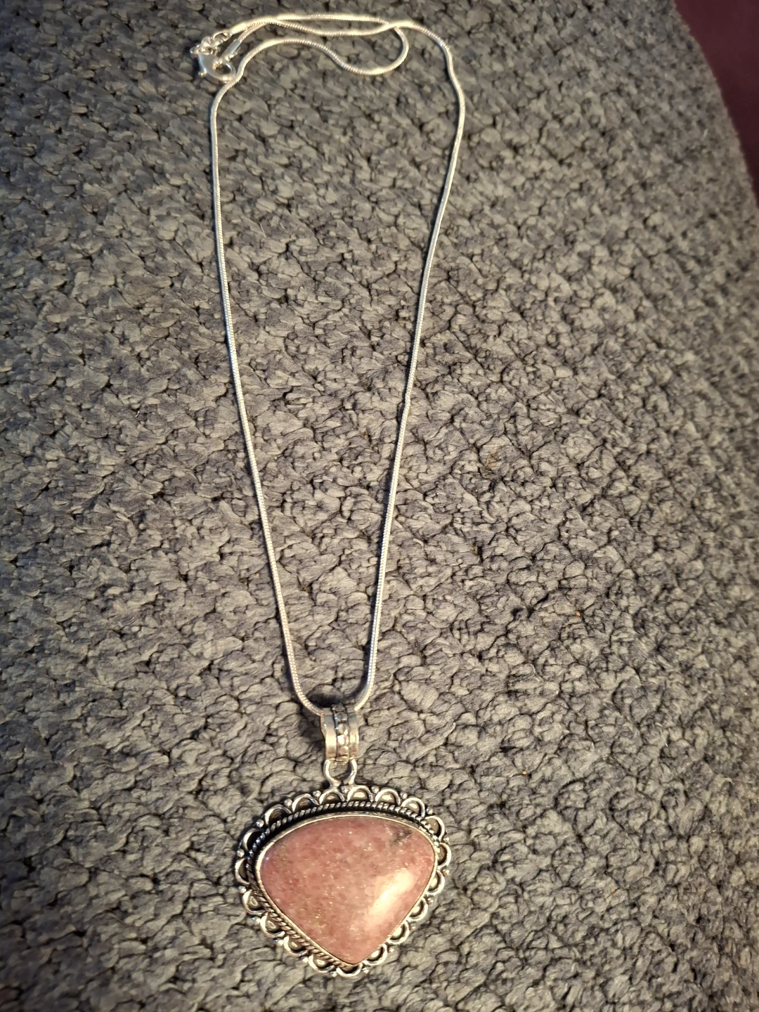 Sterling Silver Pink Agate Necklace
