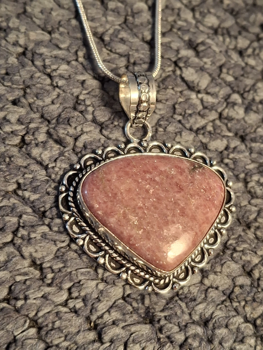 Sterling Silver Pink Agate Necklace - photo 2
