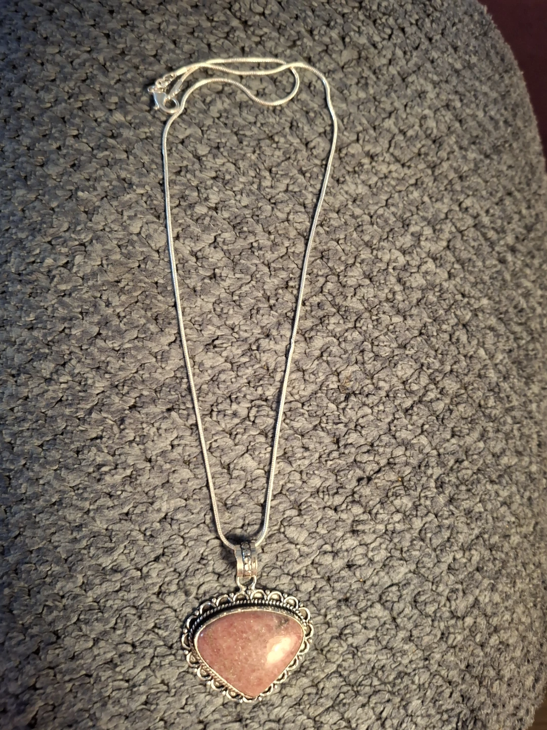 Sterling Silver Pink Agate Necklace - photo 3