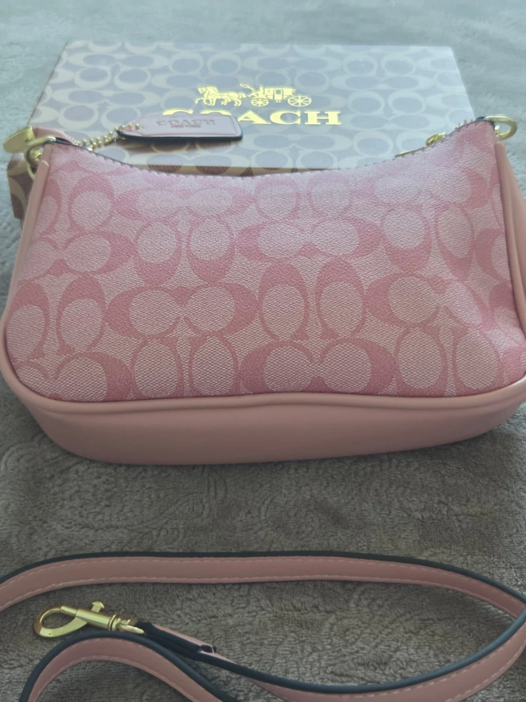 Coach Pink Signature Monogram Shoulder Bag with Box - photo 4