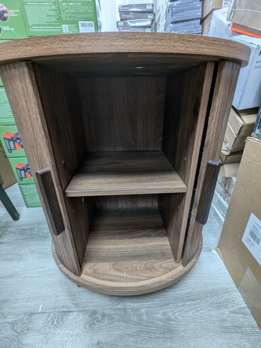 LIKEMET Round Walnut End Side Night Table Brand New - photo 2