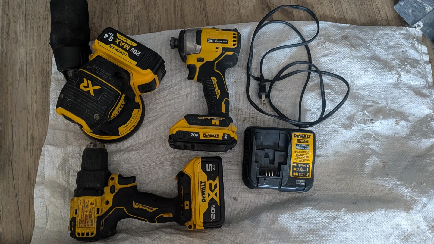 DeWalt 20V Cordless Drill, Impact Driver, Sander Combo Kit