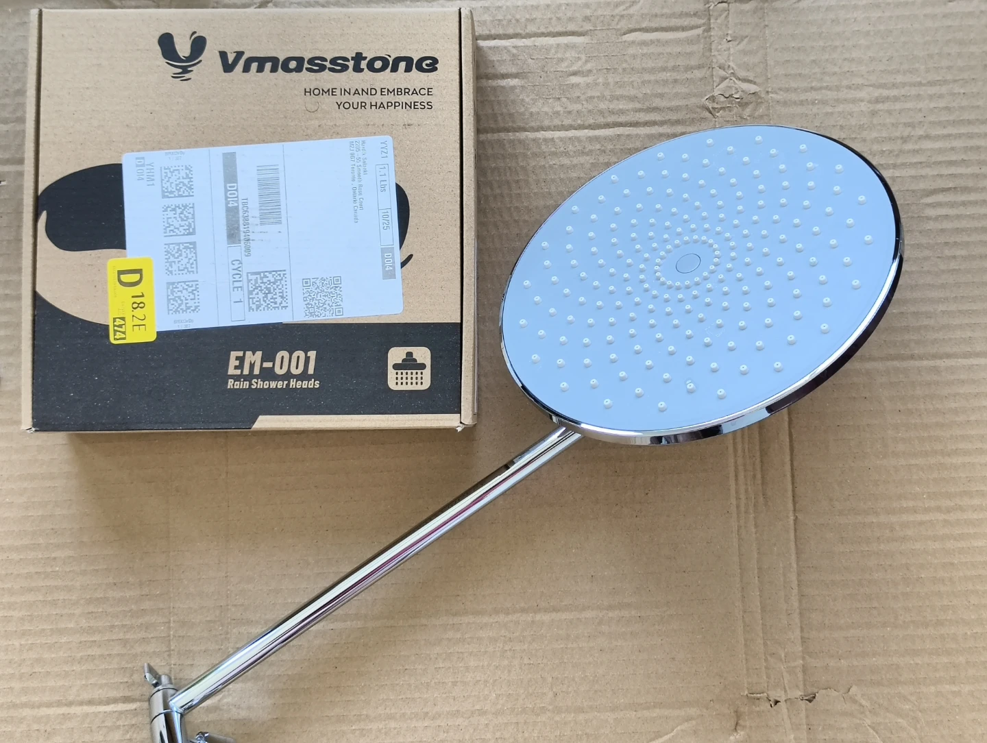 NEVER USED! Chrome Rain Shower Head + Adjustable Arm Set