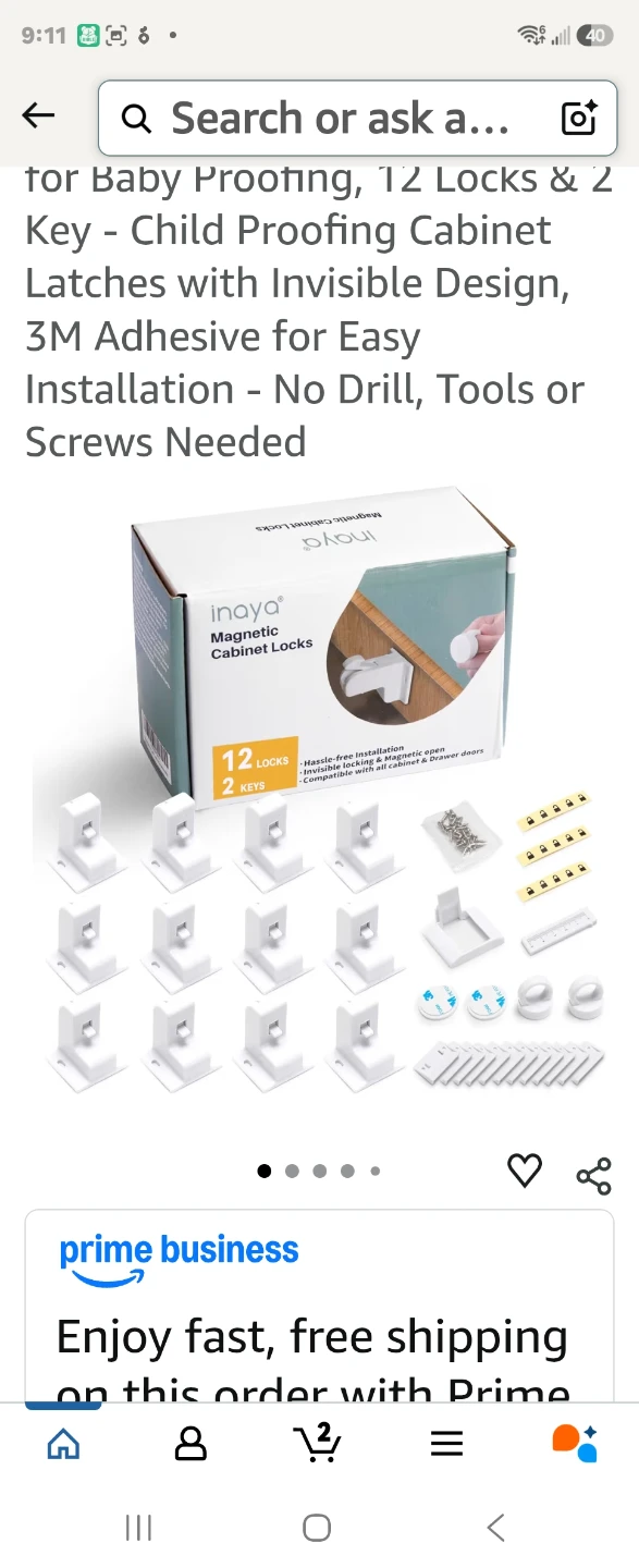 Inaya Magnetic Cabinet Locks - Child Proofing, 12 Locks & 2 Keys