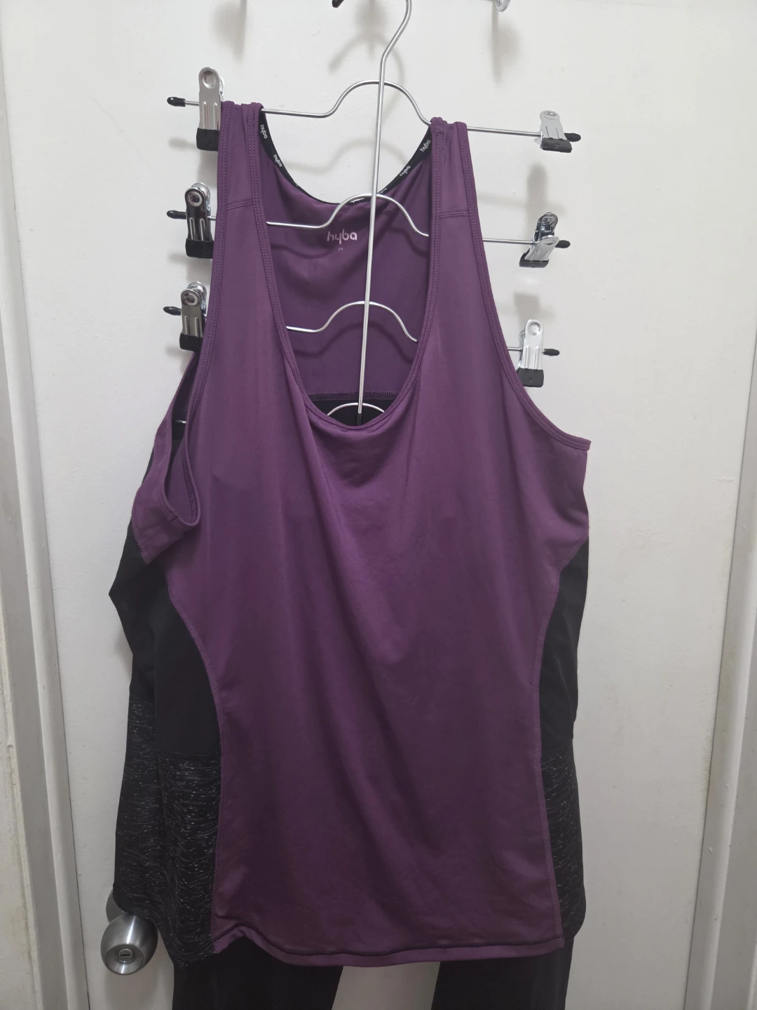 Hyba Athletic Tank Top and Capris Set - Purple/Black - 2X