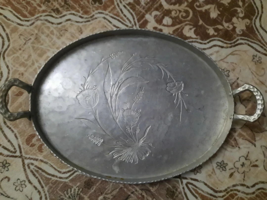 Decorative Oval Serving Tray with Handles