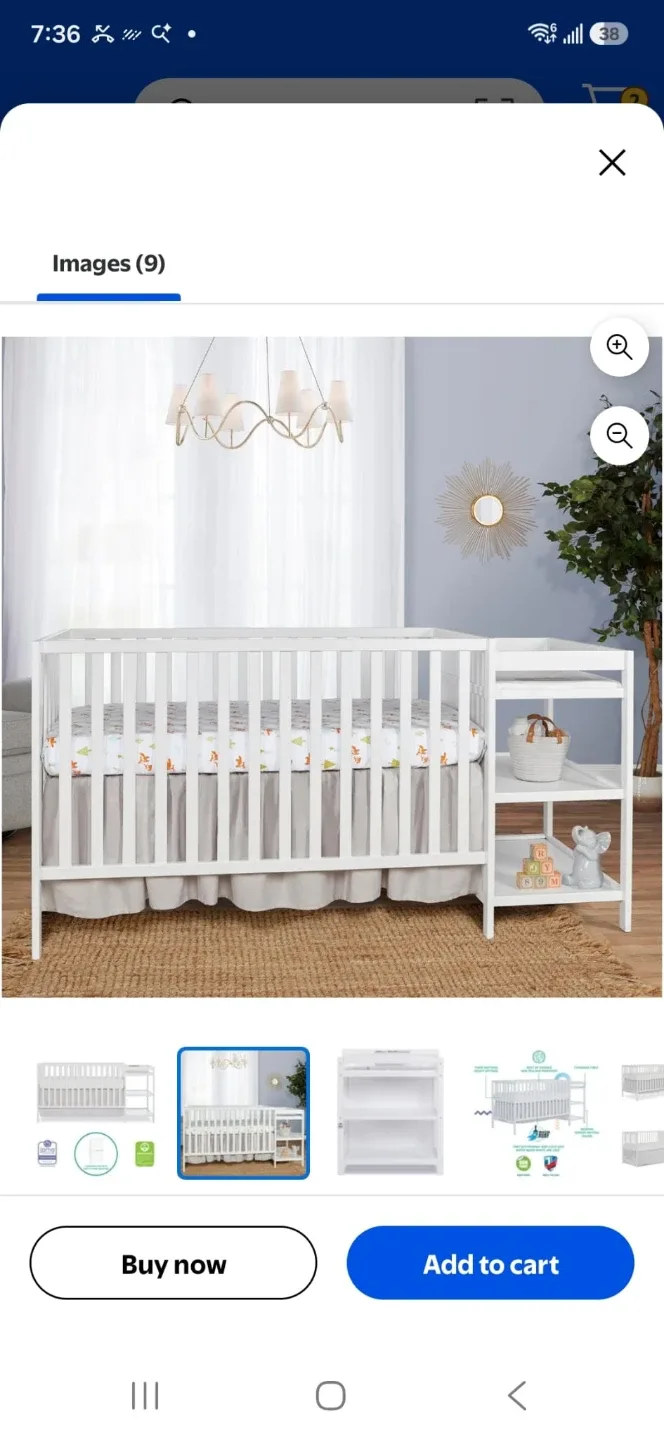 White Crib with Changing Table