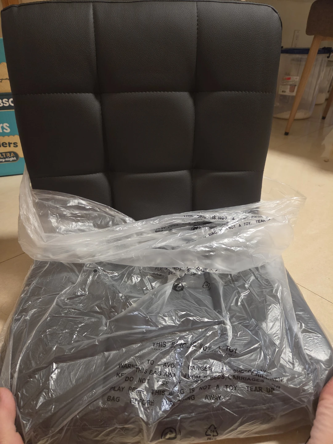 Black Faux Leather Office Chair with Chrome Accents - photo 3
