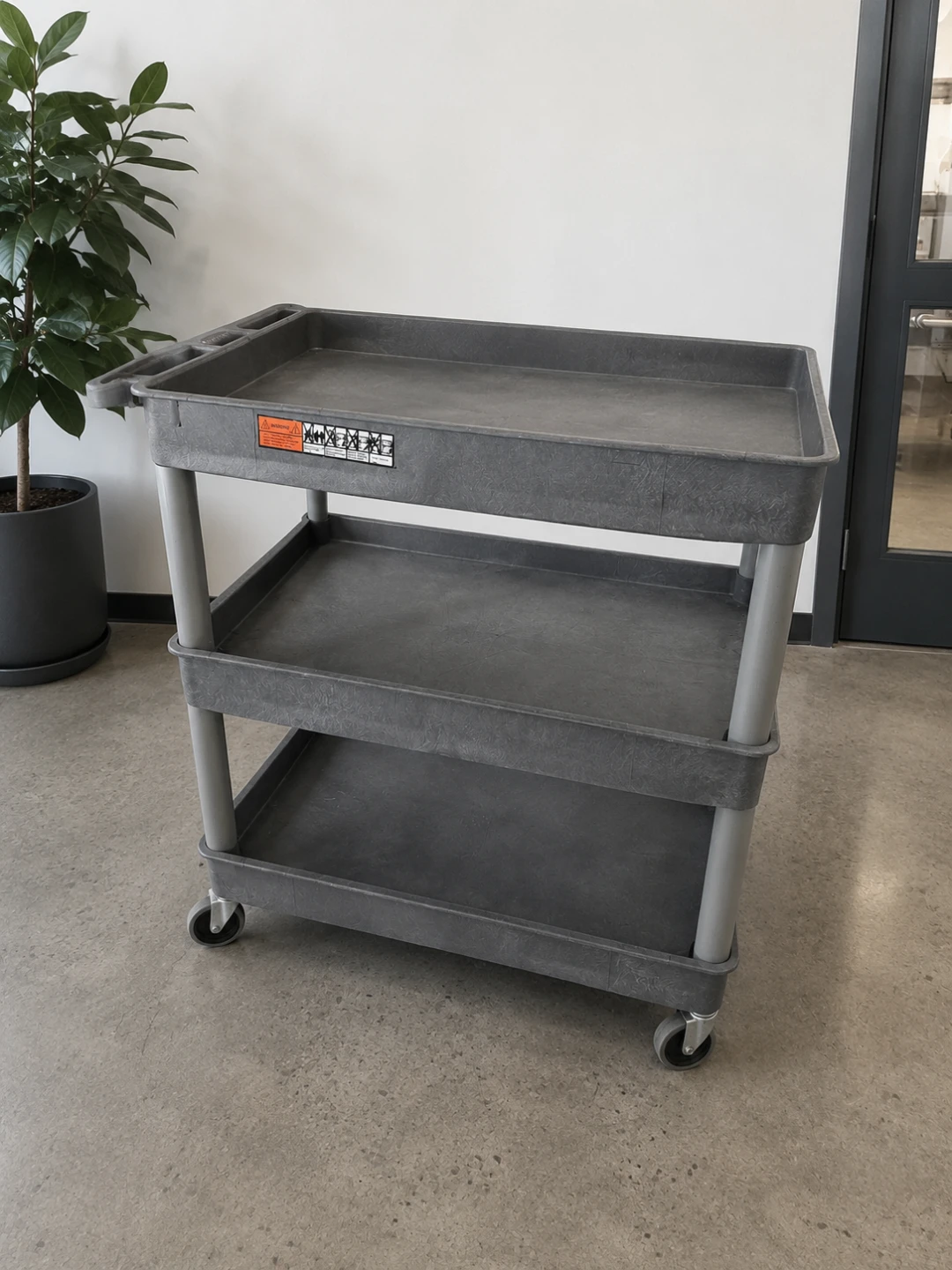 Grey 3-Tier Utility Cart with Wheels