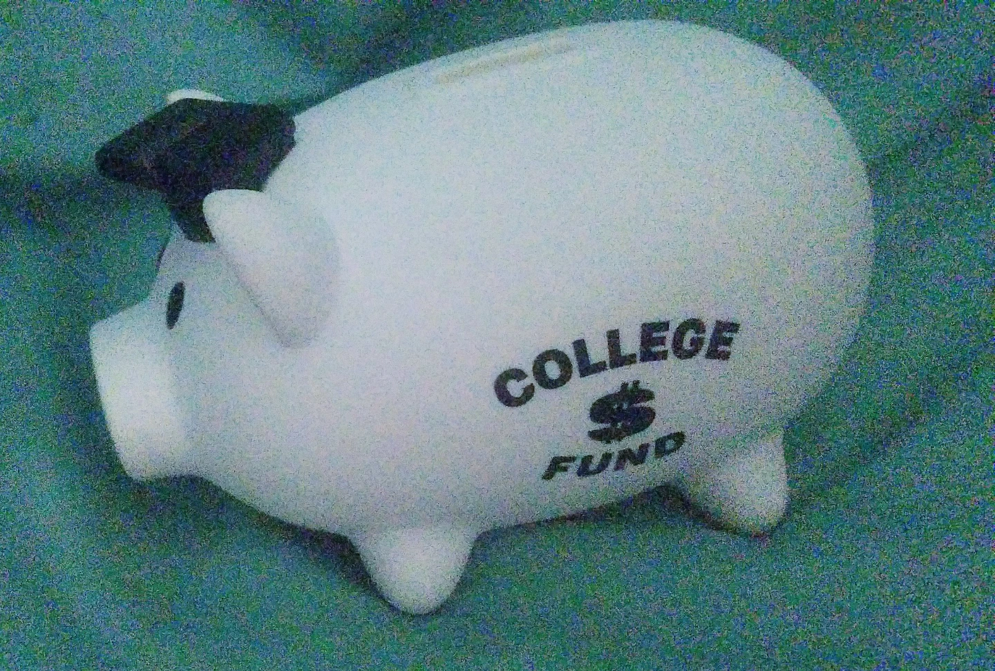Vintage College Fund Piggy Bank w Graduation Mortar Board