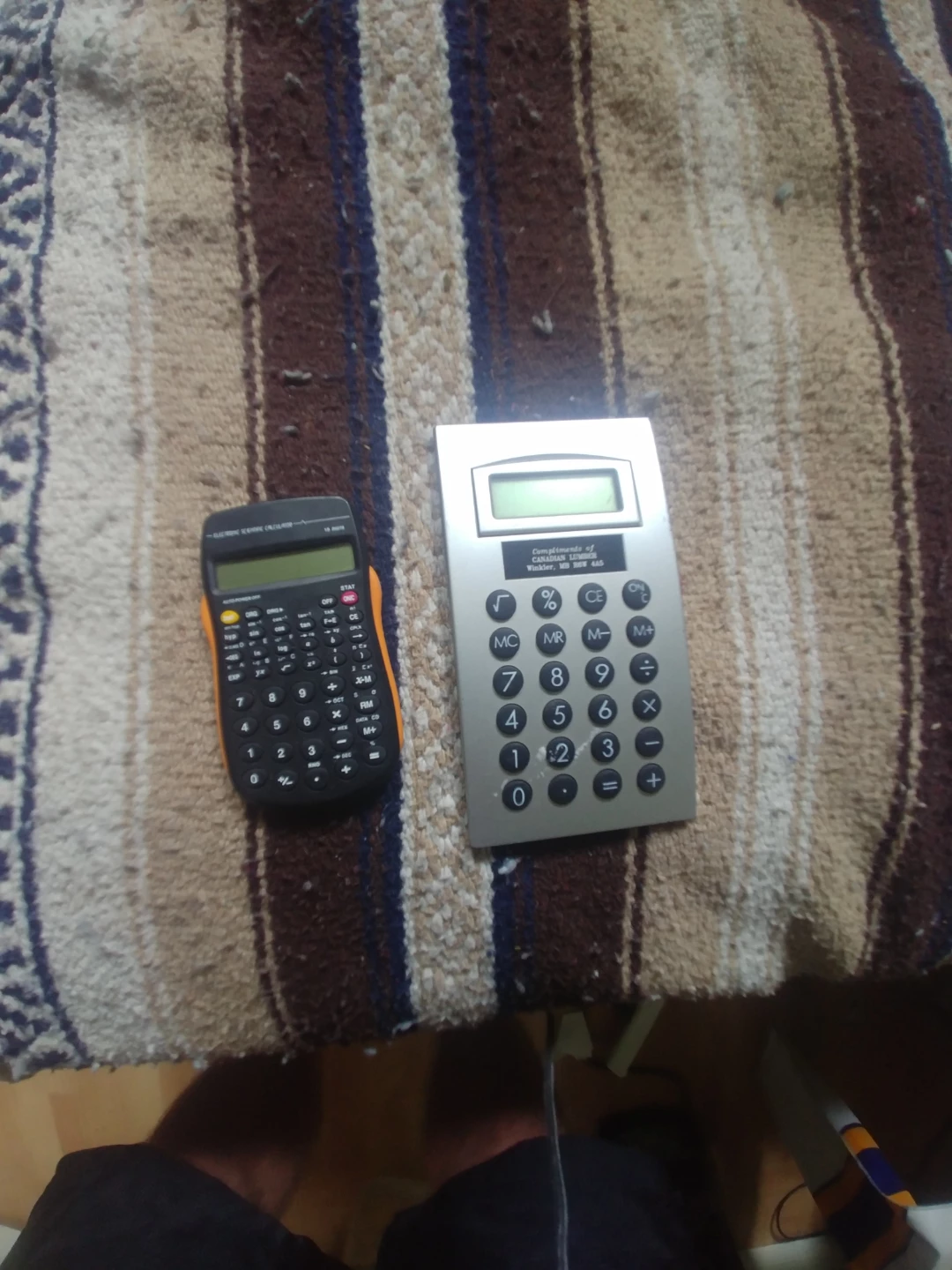 Two Calculators: Black Scientific & Silver Basic - photo 2