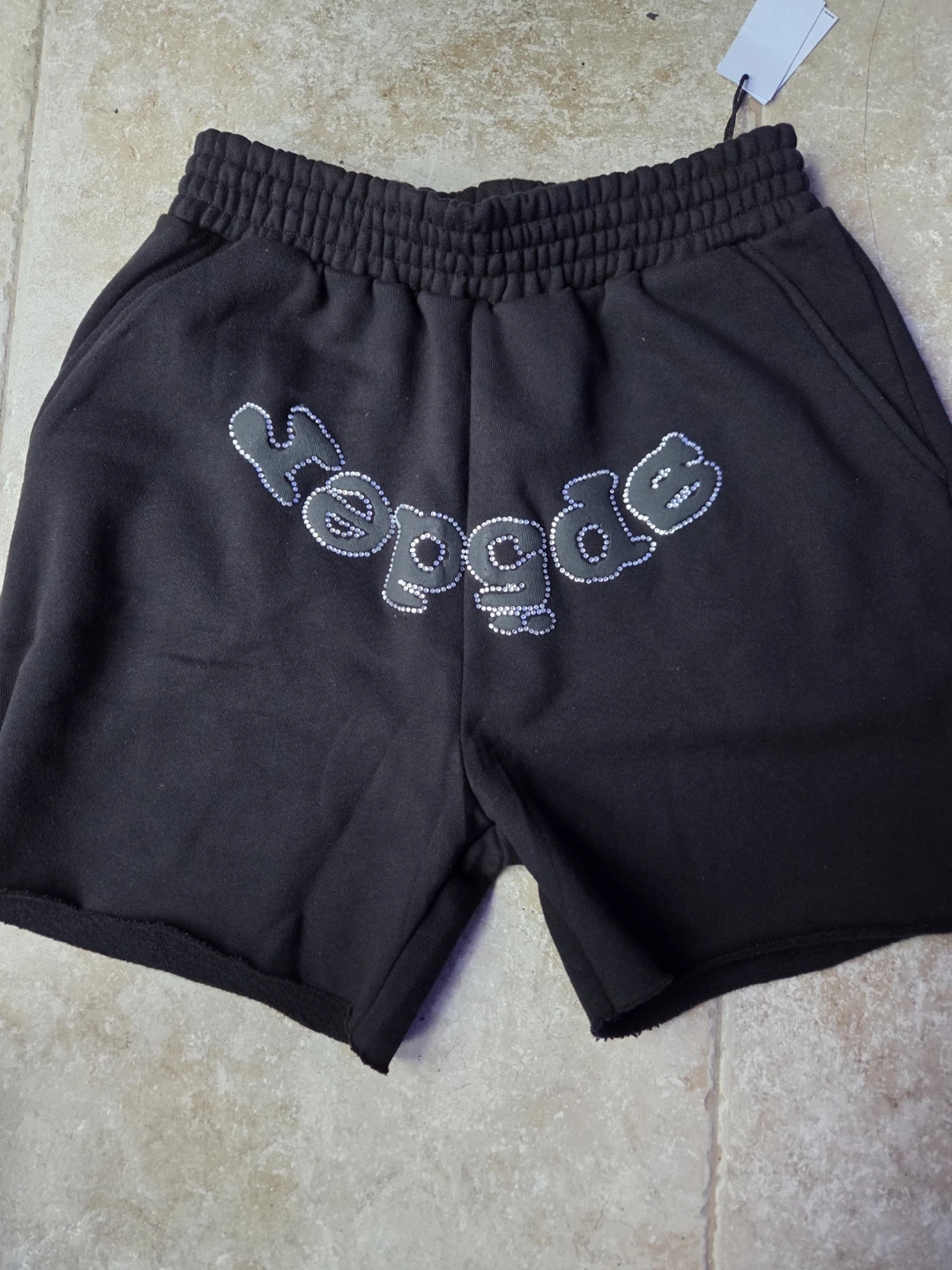 SP5DER Rhinestone Shorts Black Size S