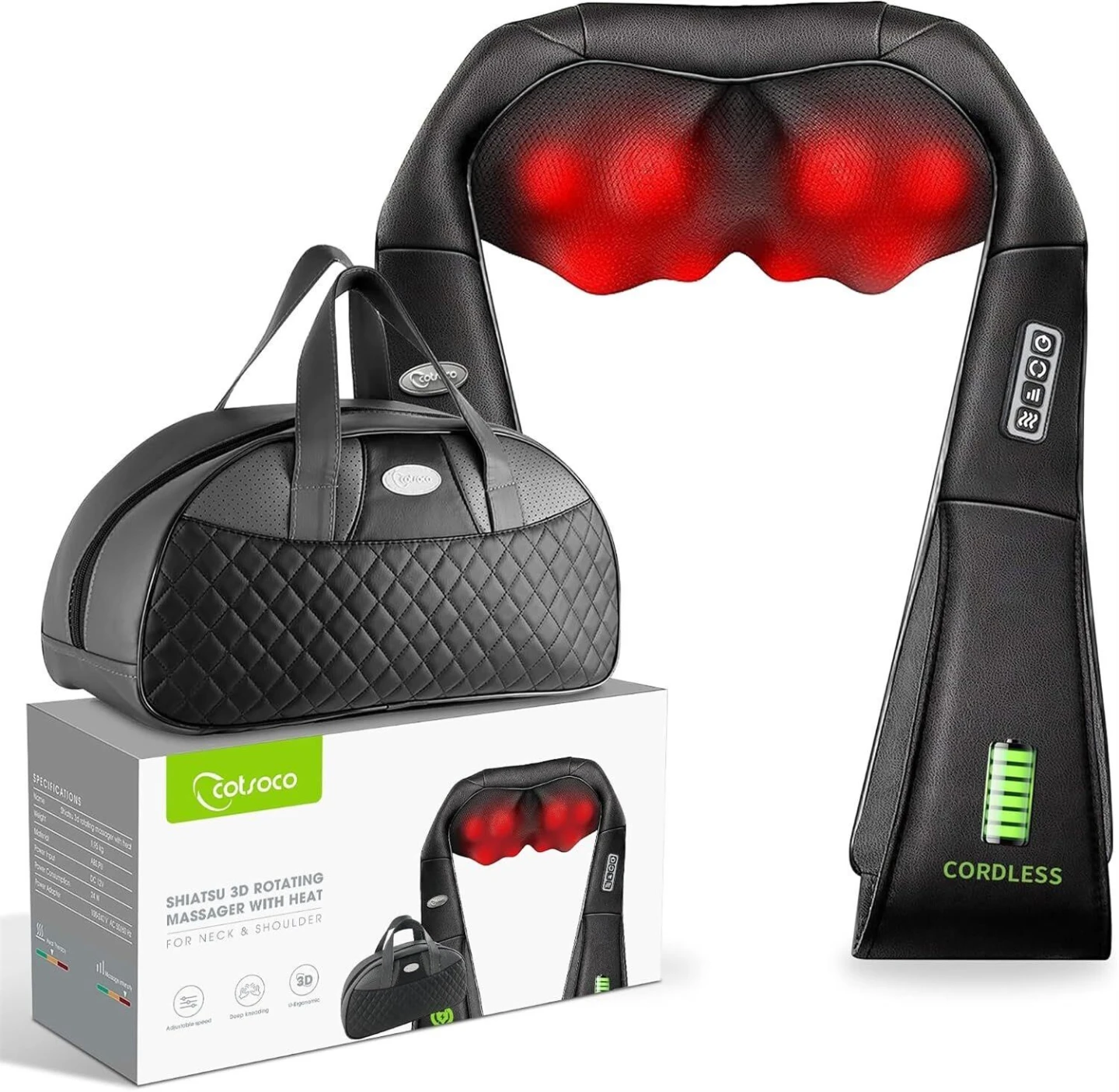 Coolsoco Shiatsu Neck and Shoulder Massager with Heat