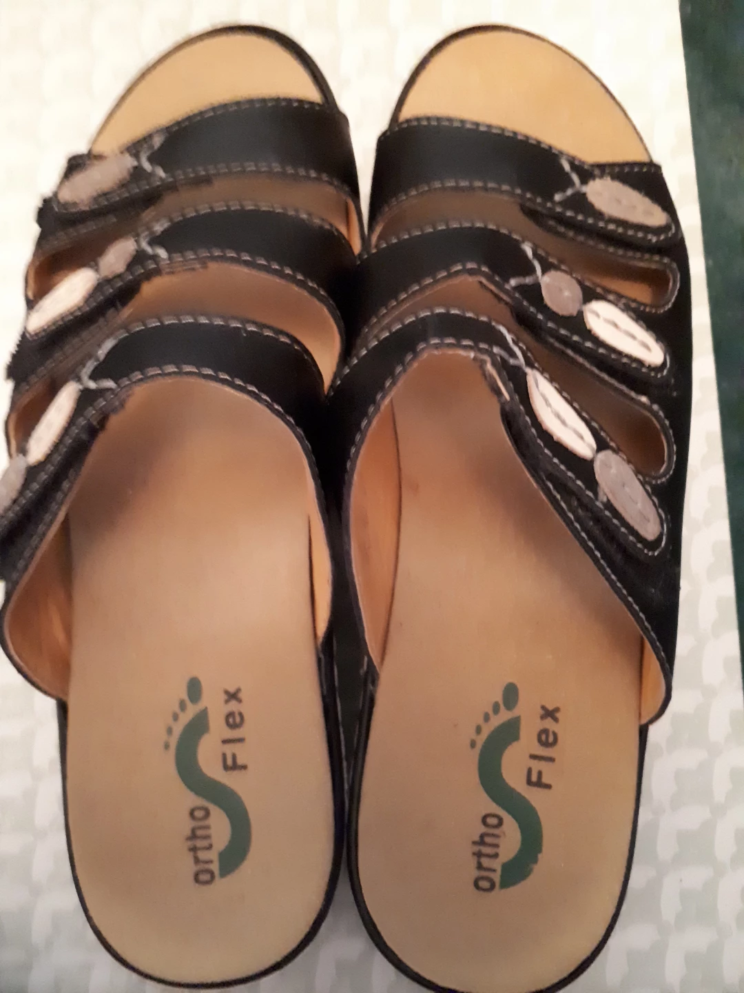 OrthoFlex Black Leather Sandals