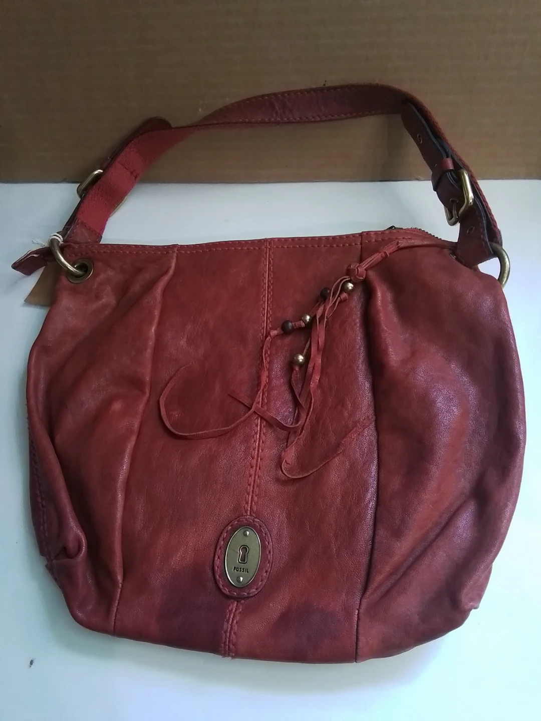 Fossil Red Leather Shoulder Bag