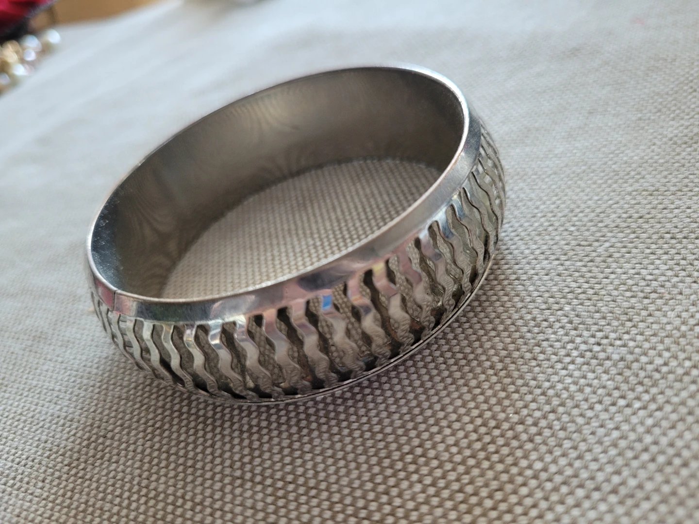 Silver Tone Wide Bangle Bracelet