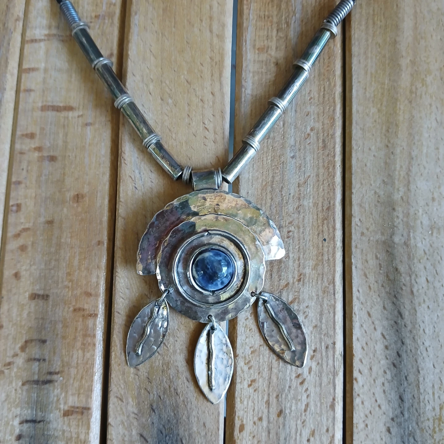 Bohemian style pendant necklace with blue stone - photo 2