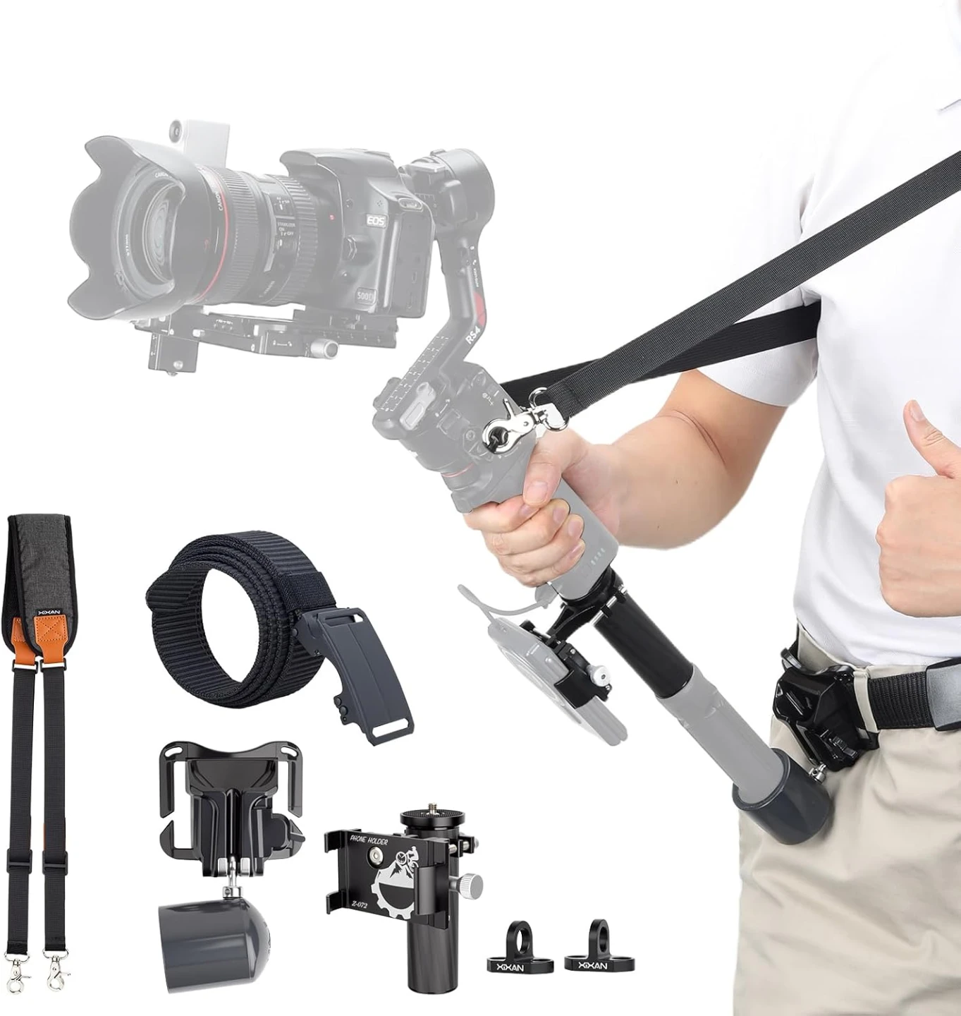 Camera Gimbal Support System with Waist Belt