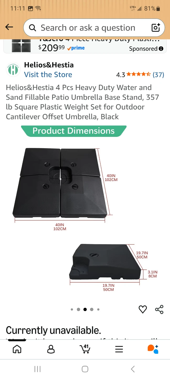 4 Pcs Fillable Patio Umbrella Base Weight Set - Black - photo 2