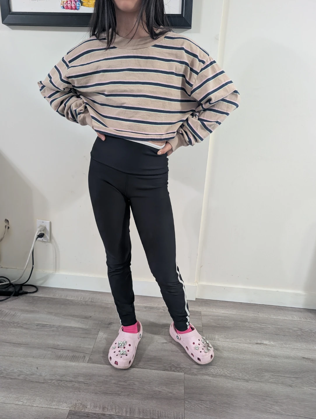 Striped Long Sleeve Cropped Top