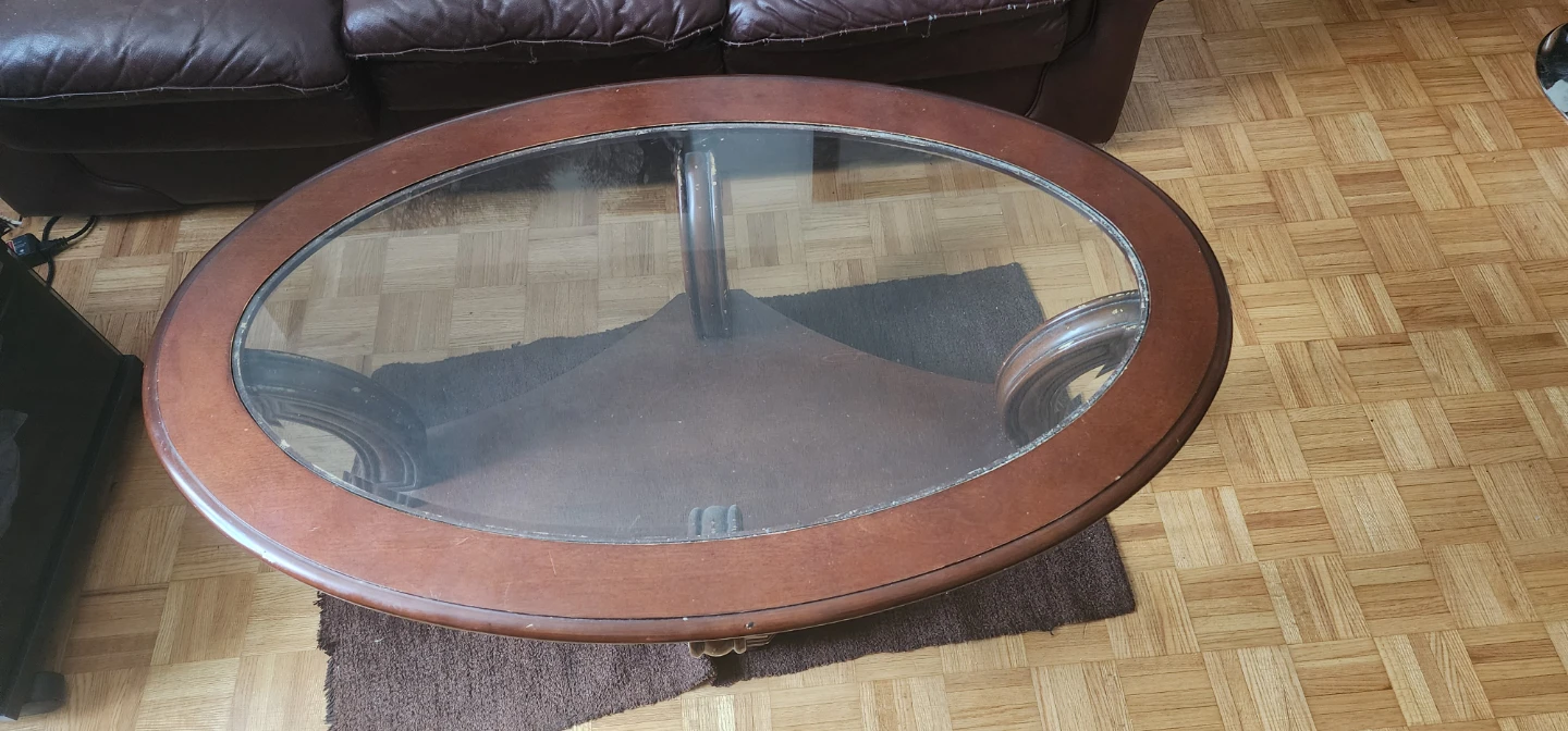 Oval Coffee Table with Glass Top