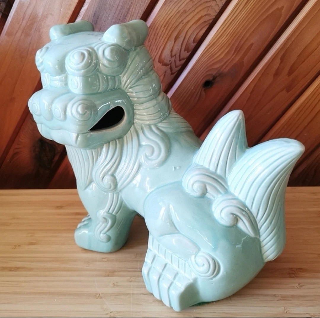 Vintage Large Ceramic Foo Dog Imperial Guardian Lion 9" Figurine - photo 4