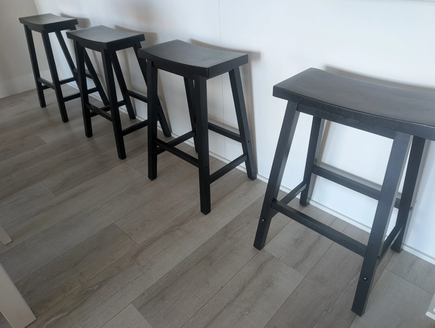 Black Wooden Counter Stools (Set of 4)