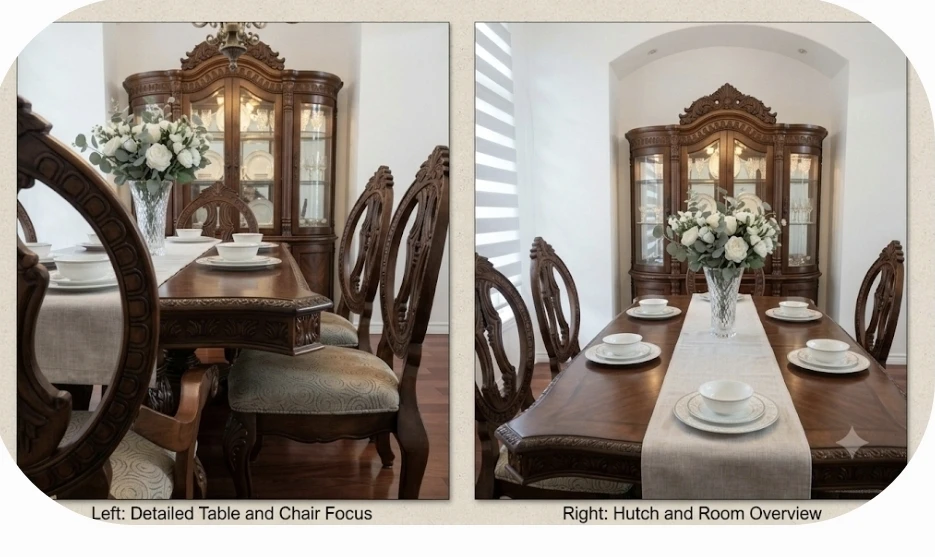 Traditional Carved Pedestal Dining Table & 6 Chairs - photo 2