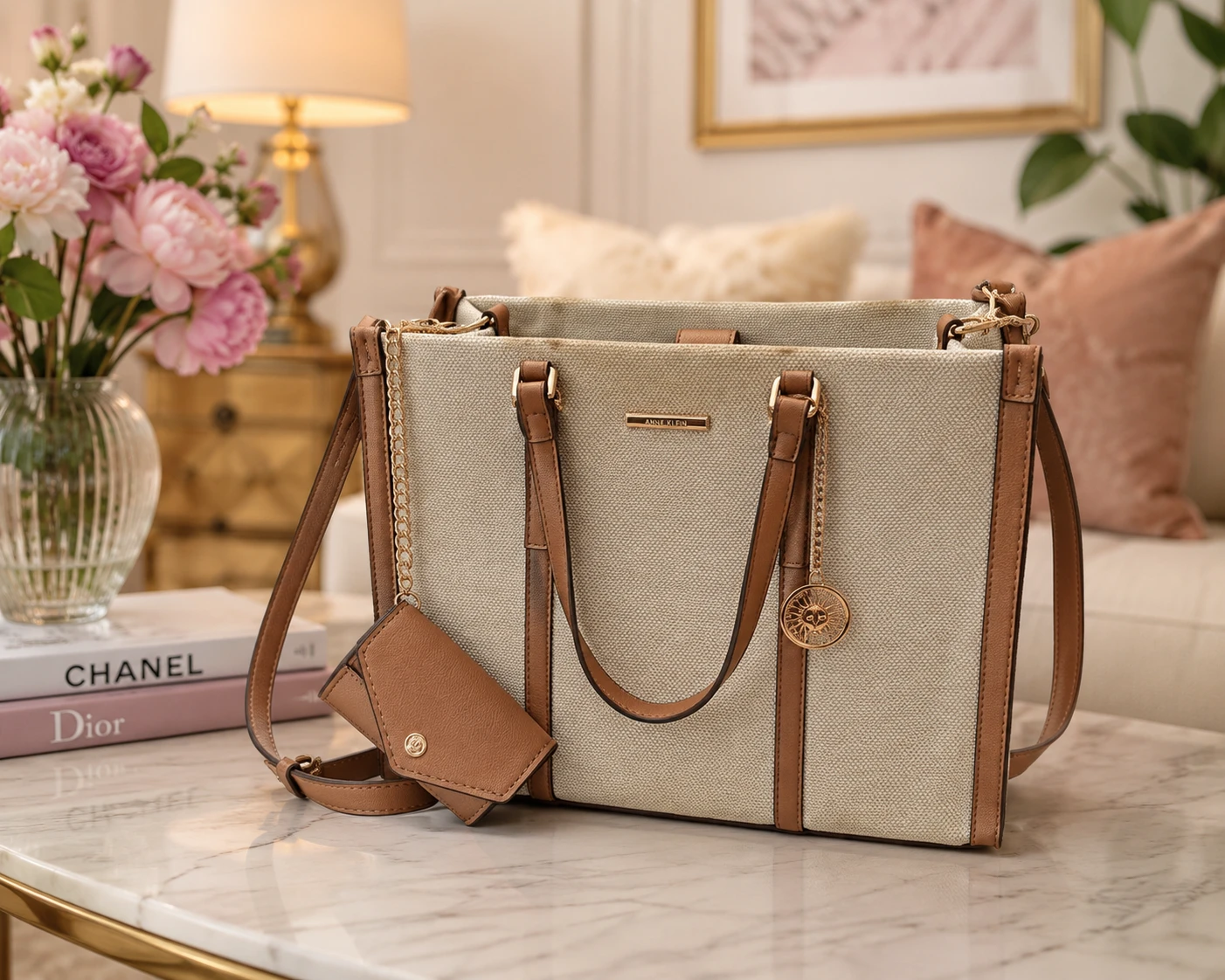 Anne Klein Canvas Tote Bag with Coin Purse