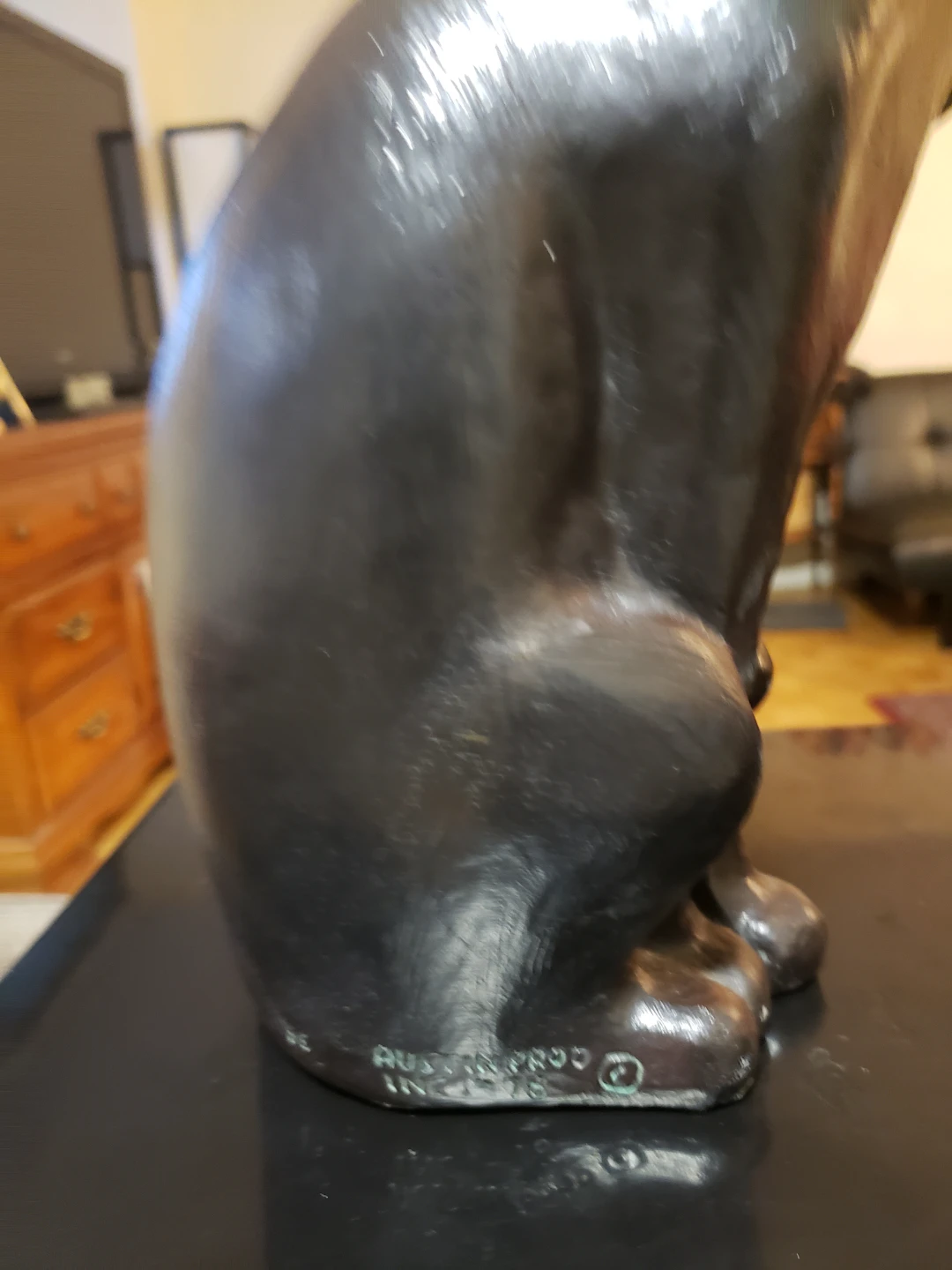 1978 Austin black cat vintage sculpture with pedestal. - photo 2