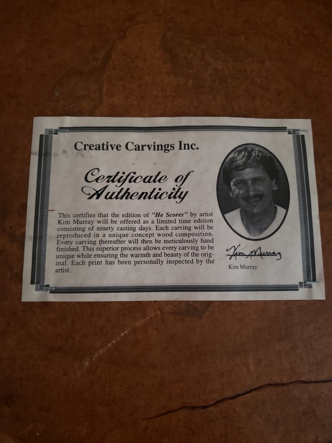 Creative Carvings Inc. "He Scores" Wood Carving by Kim Murray - photo 2