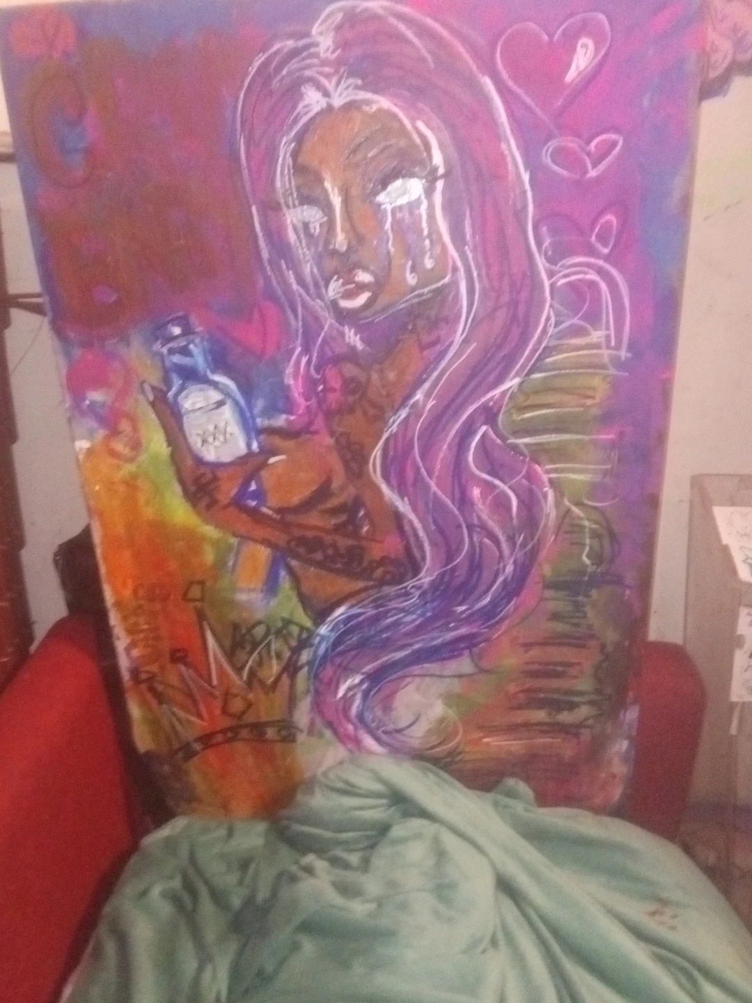 Abstract Art Painting with Woman and Crown