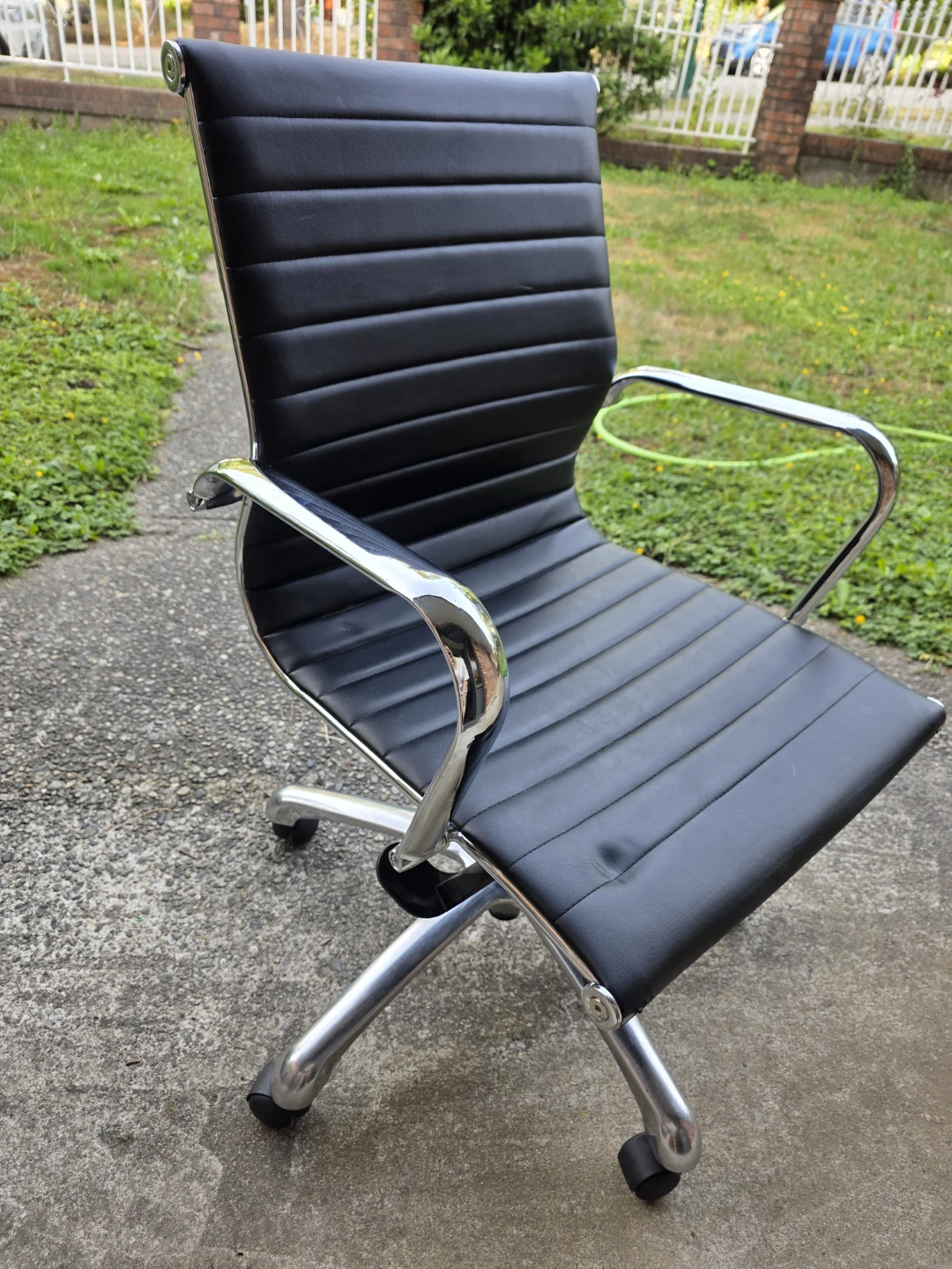 Black Executive Office Chair with Chrome Accents - photo 3